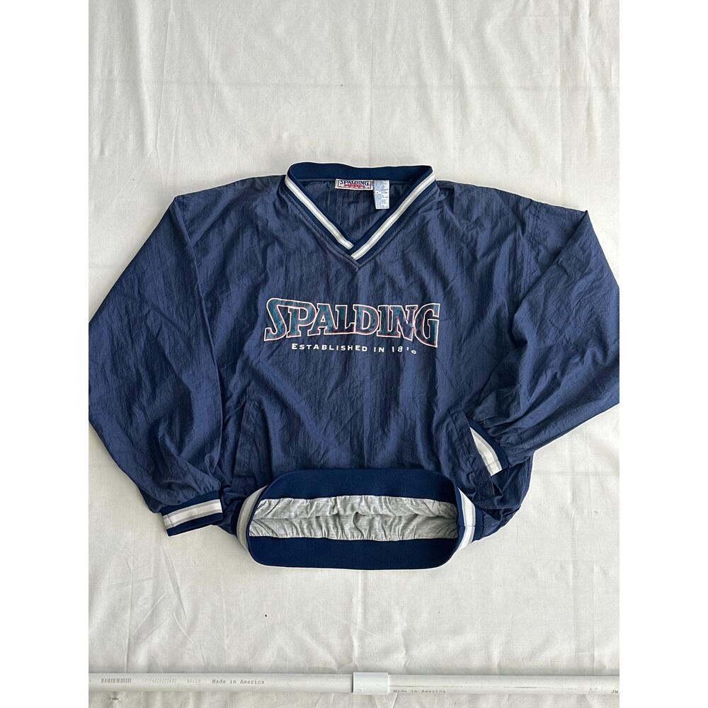 Vintage Spalding Athletics Windbreaker V-Neck Pullover Jacket